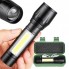 Ліхтарик акумуляторний світлодіодний LED XPE+COB металевий міцний кишеньковий c зарядкою від USB зі шнурком в кейсі Чорний