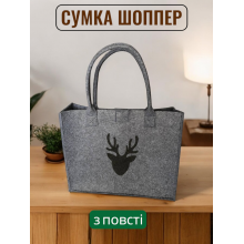 Сумка шопер жіноча із повсті з ручками на кнопці HPI еко сумка повсякденна сумка тканинна сумка Темно-сіра Сумка шопер жіноча із повсті з ручками на кнопці HPI еко сумка повсякденна сумка тканинна сумка Темно-сіра
