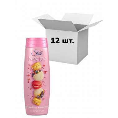 Упаковка гель для душу Shik Nectar Strawberry macaroons 400 мл х 12 шт.