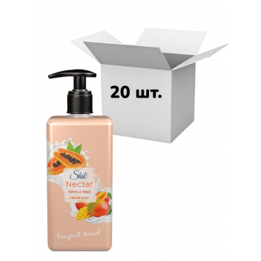 Упаковка рідке крем-мило Shik Nectar Папайя та манго з дозатором 450 мл х 20 шт.